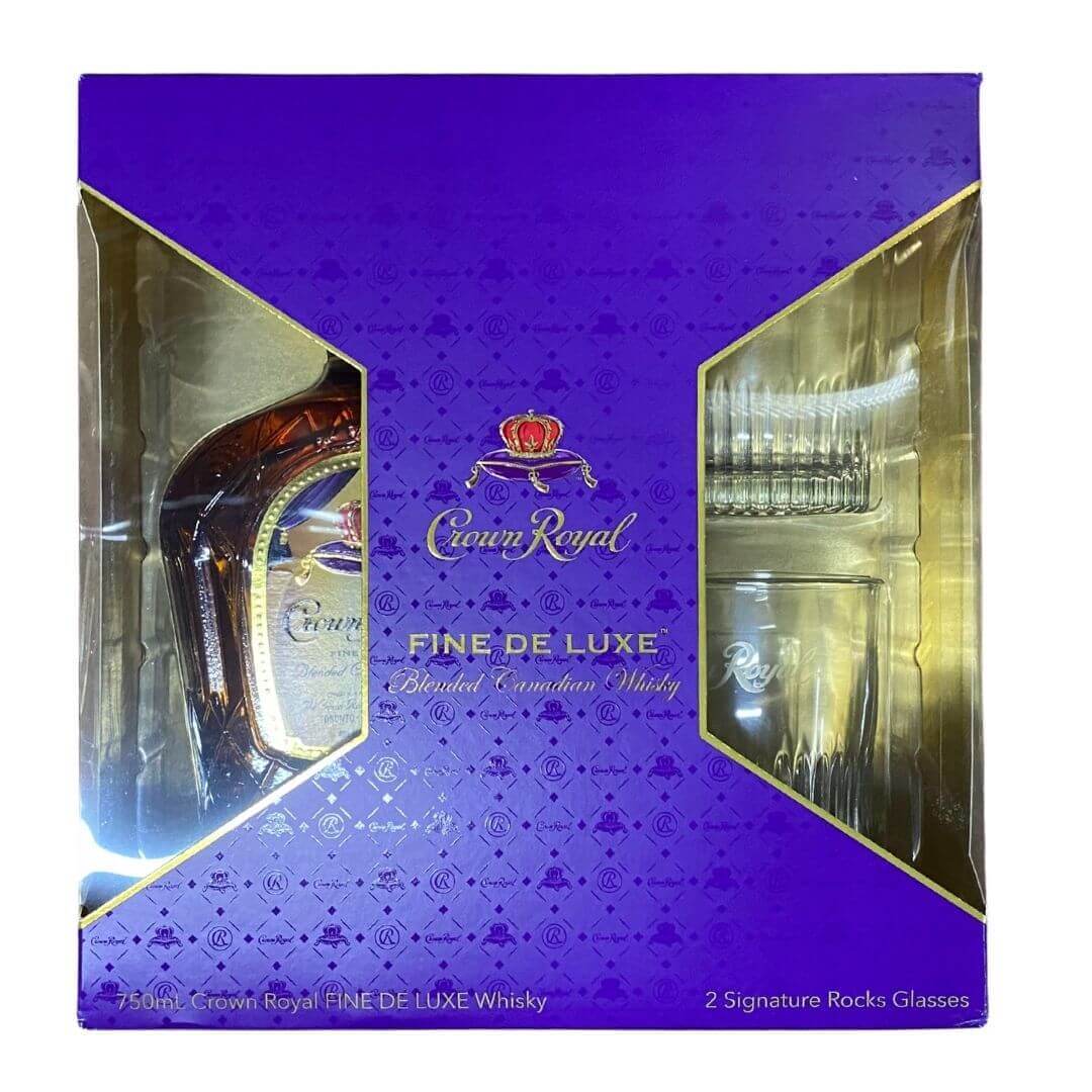 Buy Crown Royal Fine De Luxe Gift Set w/ 2 Rock Glasses Online - The Barrel Tap Online Liquor Delivered