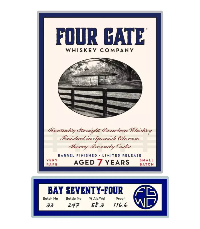 Buy Four Gate Bay Seventy-Four 7 Year Straight Bourbon 750mL Online - The Barrel Tap Online Liquor Delivered