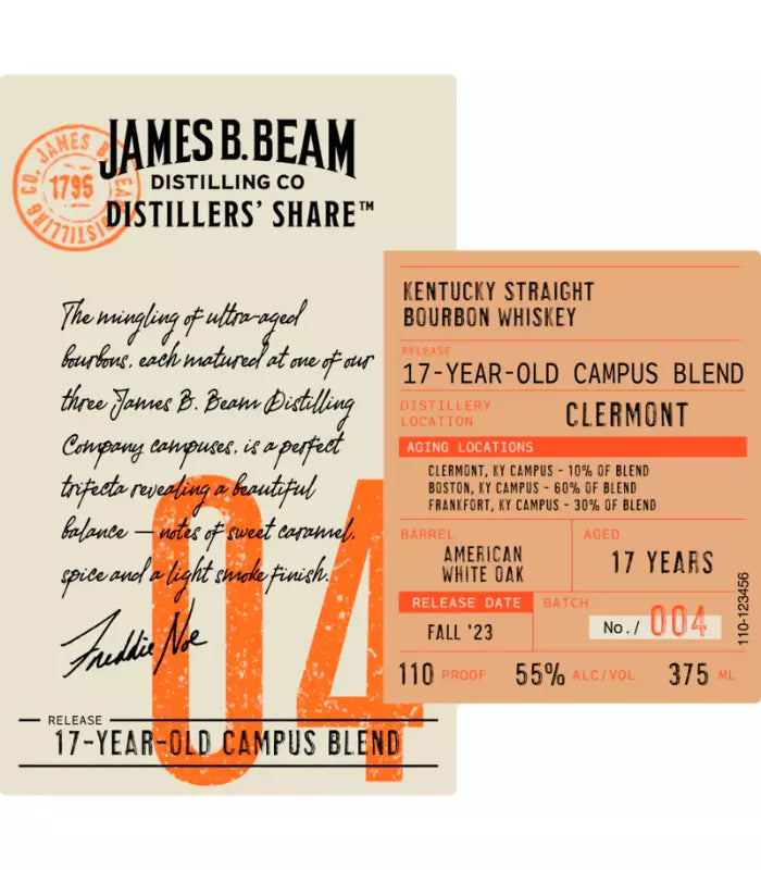 Buy James B. Beam Distillers' Share 17 Year Old Campus Blend Batch 4 Online - The Barrel Tap Online Liquor Delivered