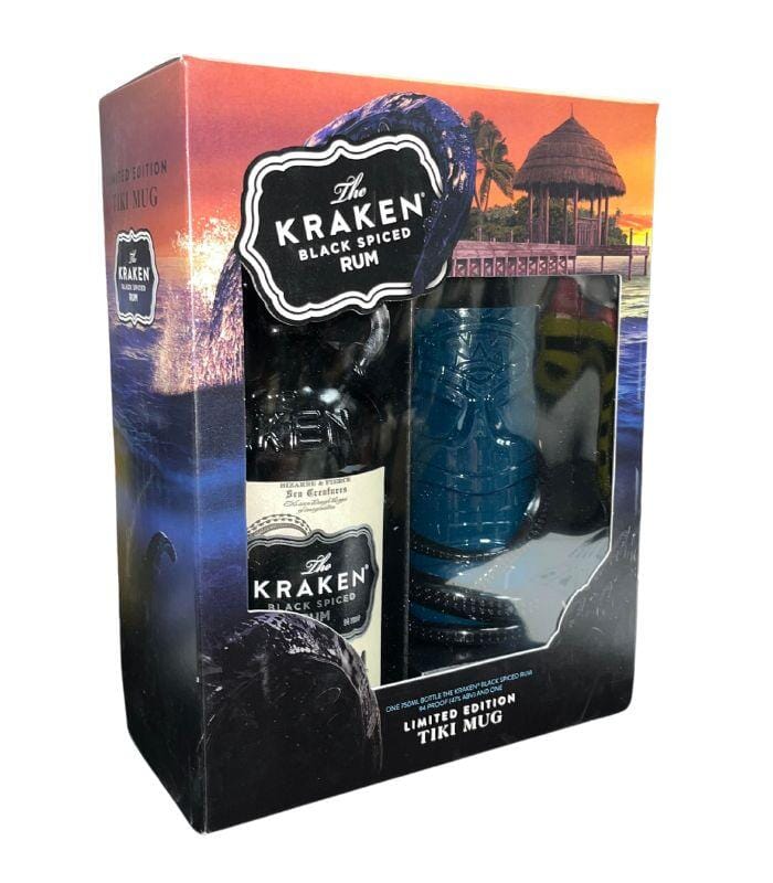 Buy Kraken Black Spiced Rum w/ Limited Edition Tiki Mug Gift Set Online - The Barrel Tap Online Liquor Delivered