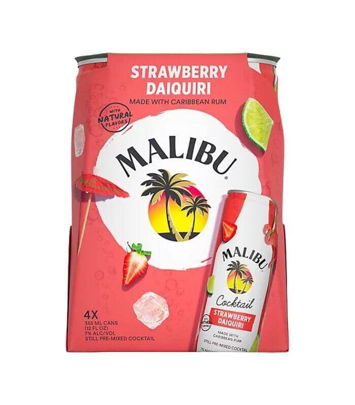 Buy Malibu Rum Strawberry Daquiri Cocktail 4 Pack Cans Online - The Barrel Tap Online Liquor Delivered