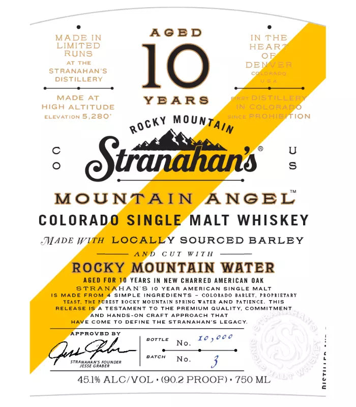Buy Stranahan's Mountain Angel 10 Year Colorado Single Malt 750mL Online - The Barrel Tap Online Liquor Delivered