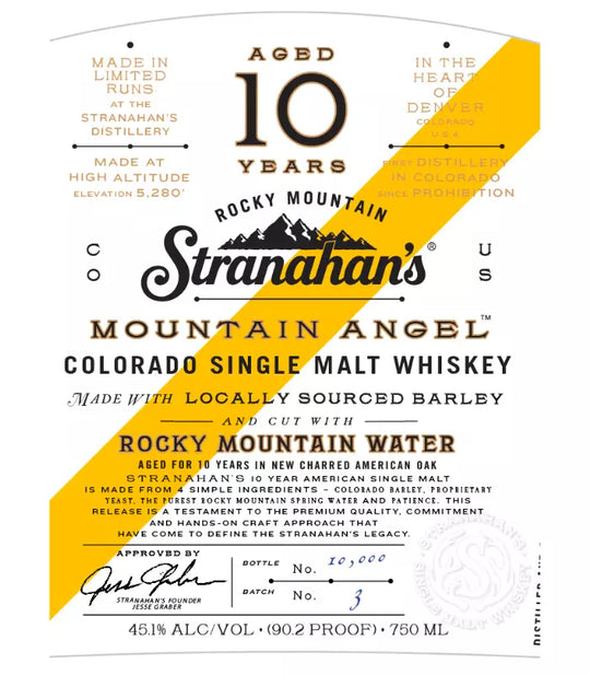 Buy Stranahan's Mountain Angel 10 Year Colorado Single Malt 750mL Online - The Barrel Tap Online Liquor Delivered