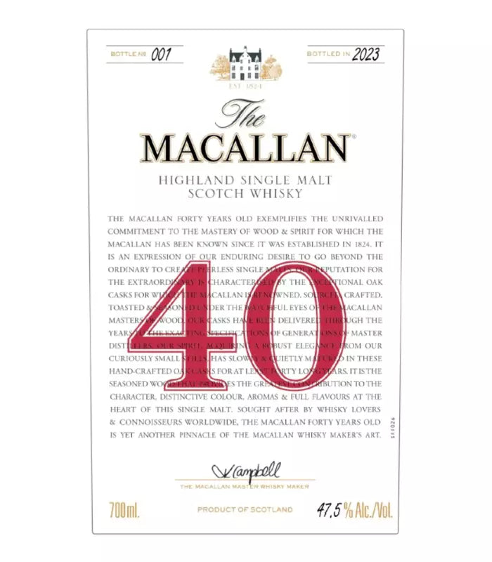 Buy The Macallan 40 Year Old 2023 Edition 700mL Online - The Barrel Tap Online Liquor Delivered