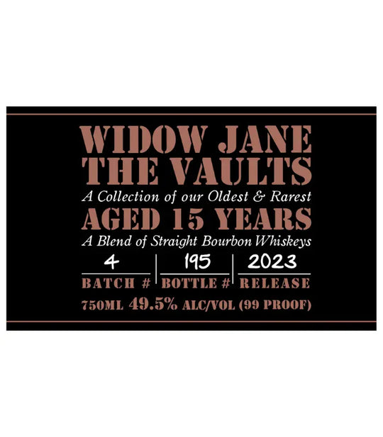 Buy Widow Jane The Vaults 2023 Edition Aged 15 Years 750mL Online - The Barrel Tap Online Liquor Delivered