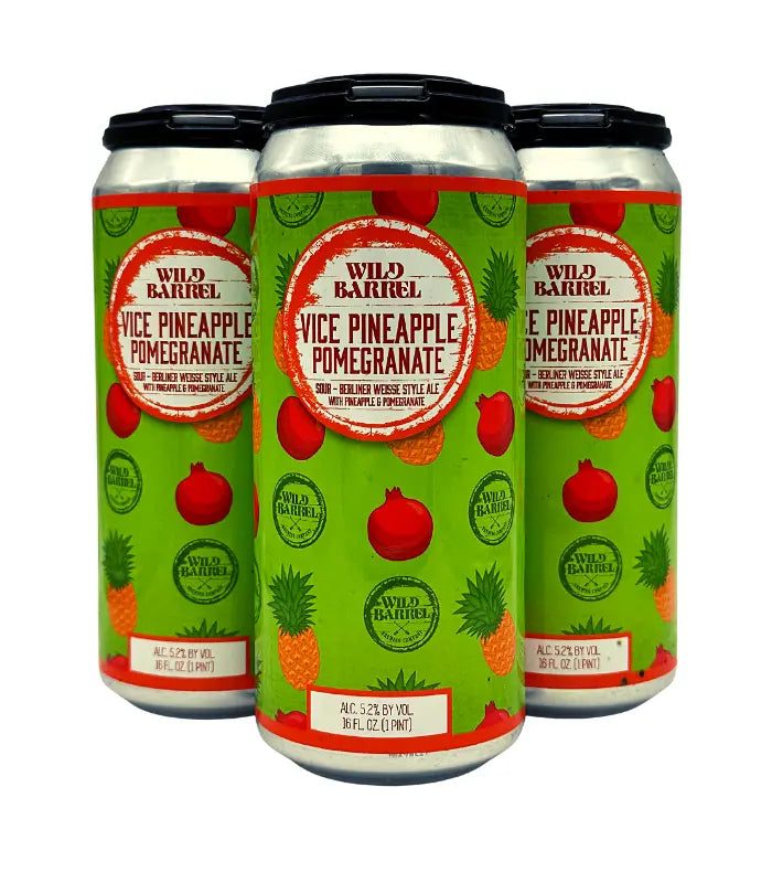 Buy Wild Barrel Brewing Vice Pineapple Pomegranate Sour Fruited Berliner Weisse 4-Pack Online - The Barrel Tap Online Liquor Delivered