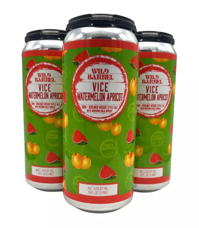 Buy Wild Barrel Brewing Vice Watermelon Apricot Sour Fruited Berliner Weisse 4-Pack Online - The Barrel Tap Online Liquor Delivered